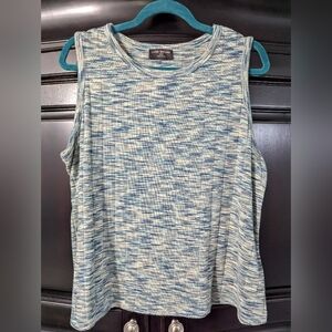 Lane Bryant Blue and White Knit Sleeveless Top